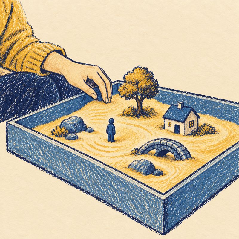 Ilustrace: práce s terapeutickým pískovištěm